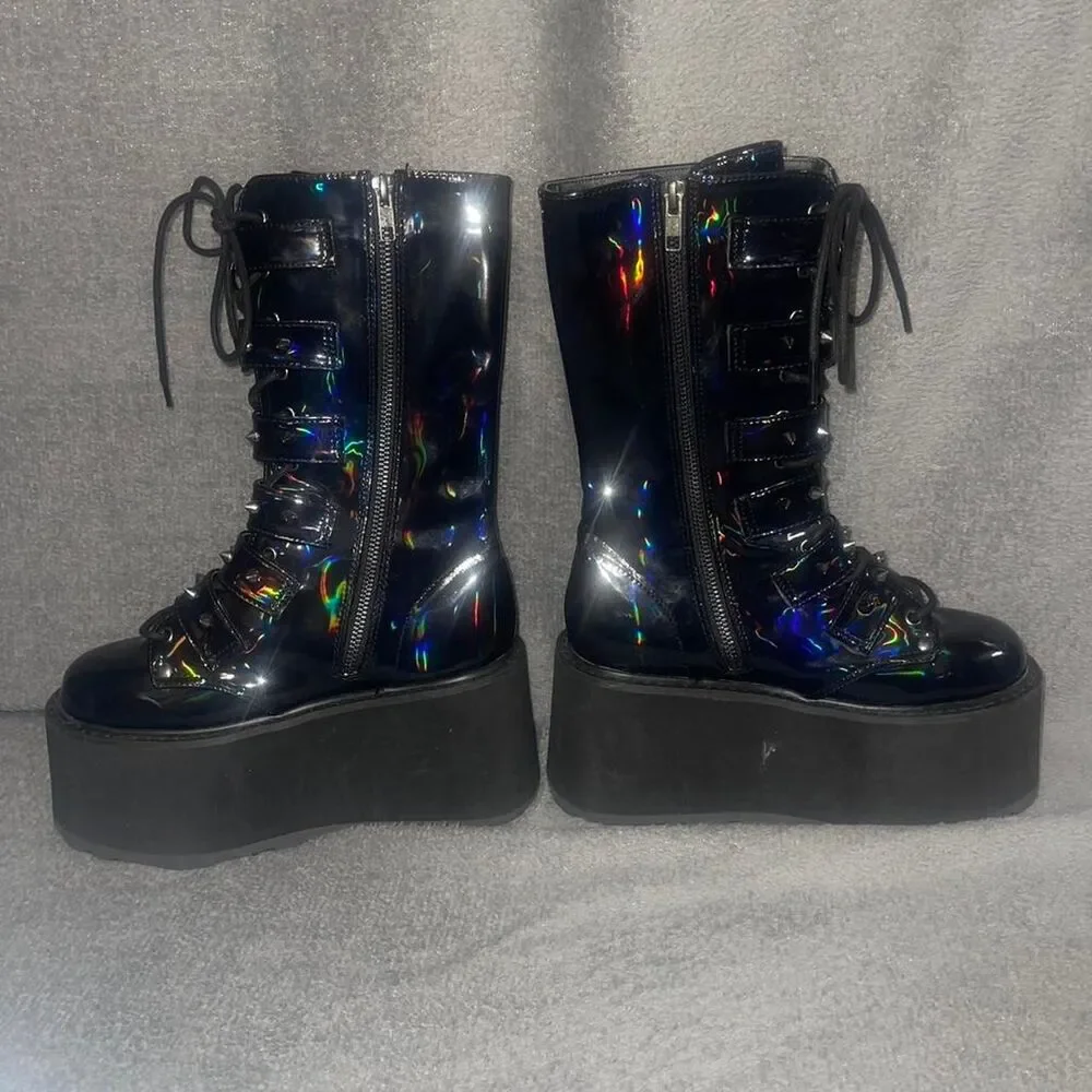 Demonia Platform Boots Size 7 Womens NWOT Oil Slick Spiked